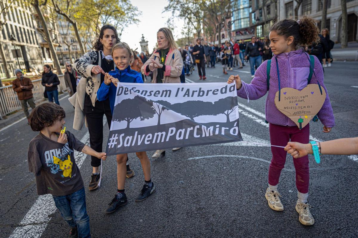 Los vecinos del parque Joan Miró vuelven a pedir que se mantenga la arboleda