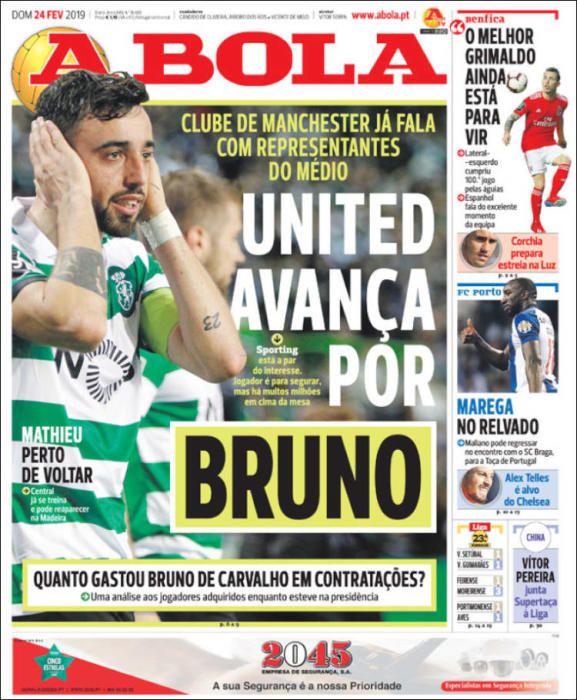 Portada A BOLA domingo 24 febrero 2019