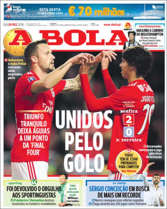 Portada A BOLA jueves 6 diciembre 2018