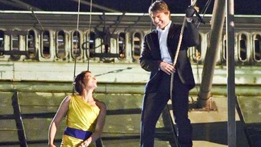 Tom Cruise y Rebecca Ferguson en el rodaje.