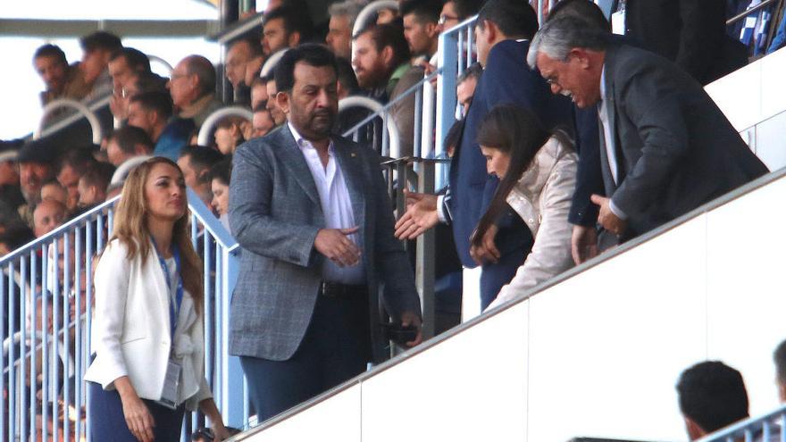 El jeque Al Thani, durante un encuentro de la pasada campaña en La Rosaleda.