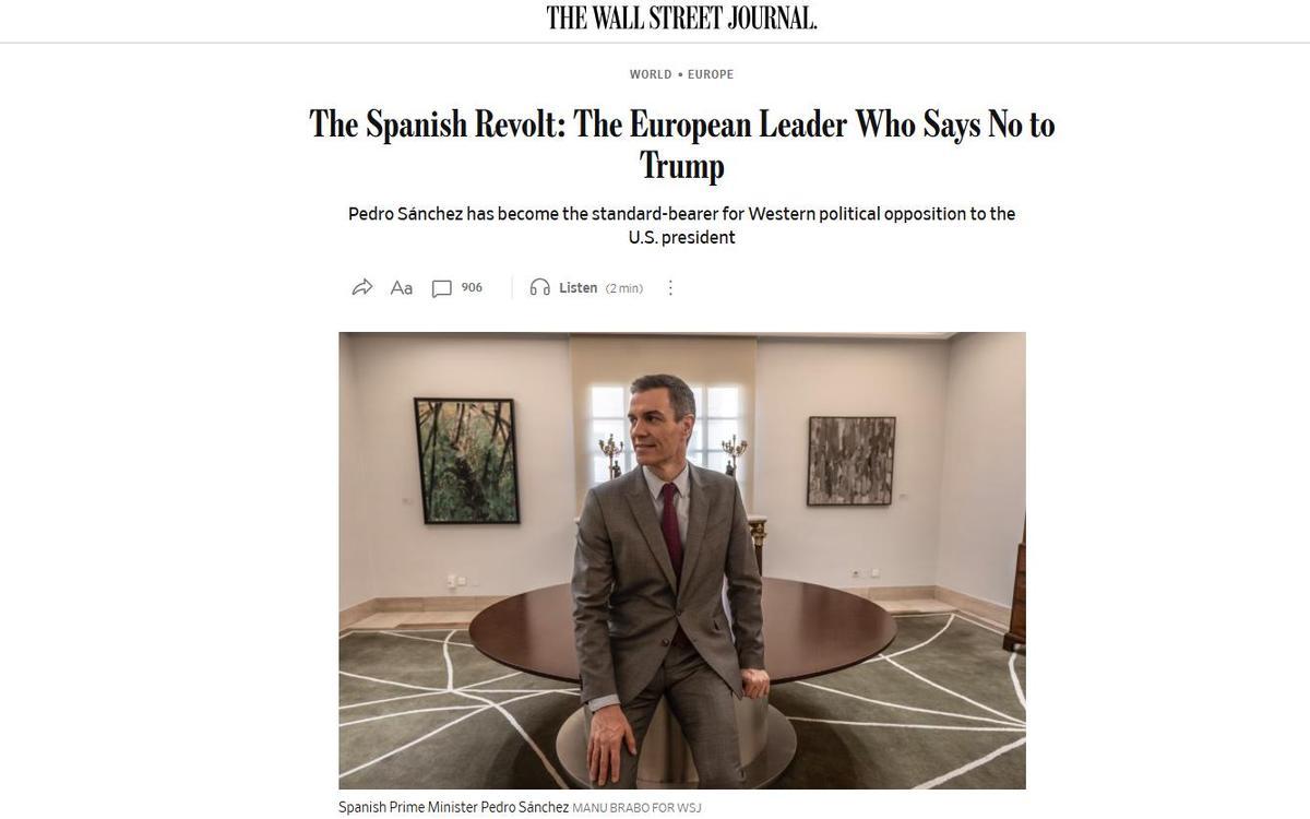 Pedro Sánchez en 'The Wall Street Journal'.