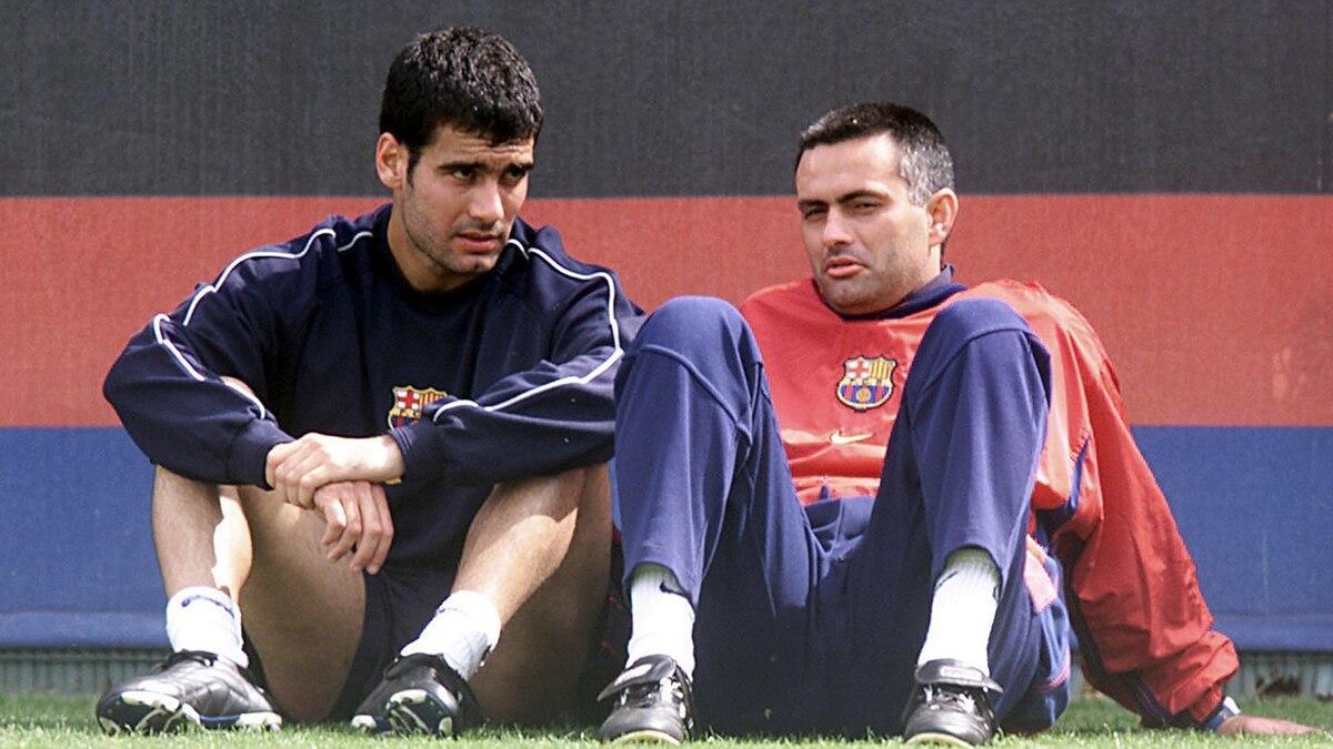 Guardiola y Mourinho, durante su etapa azulgrana.