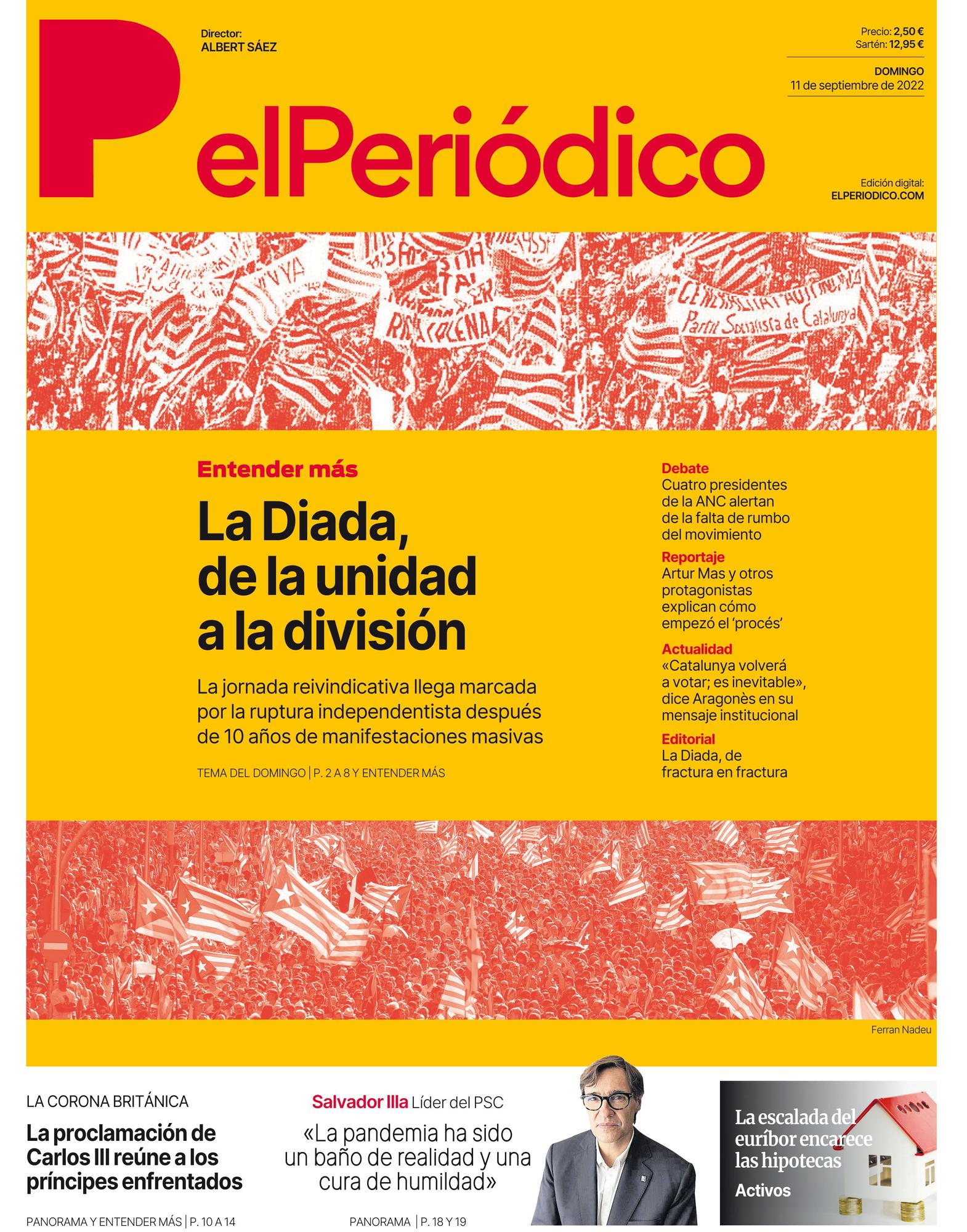 La portada de EL PERIÓDICO del 11 de septiembre de 2022