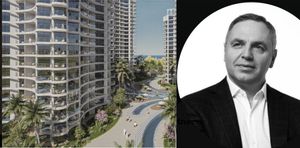 El asesino de Andréi Portnov disparó nueve veces y huyó junto a dos cómplices. En la foto, el resort Palm Jumeriah de Chipre y una foto con la que se presentaba en redes sociales Andriy Portnov, abogado ucraniano asesinado en Madrid.