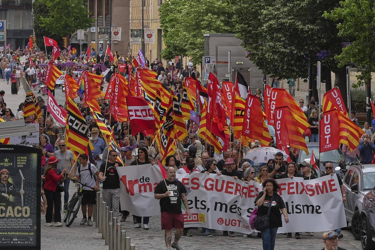 Les imatges de la manifestació de l'1 de maig a Girona