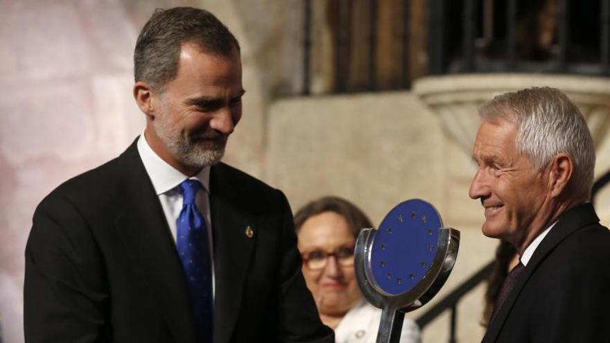 El Rey entrega del premio Carlos V al secretario general del Consejo de Europa, Thorbjorn Jagland