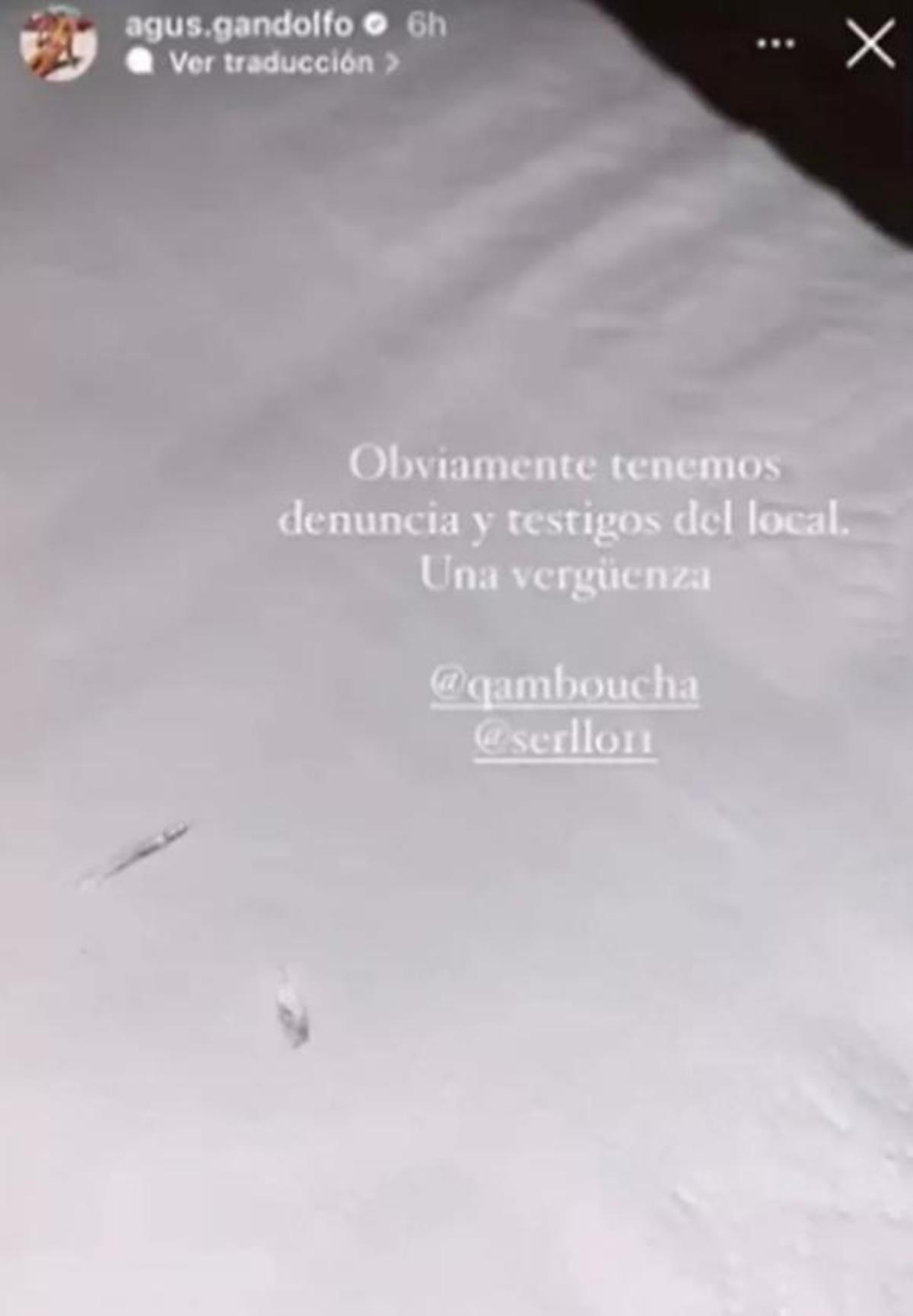 La historia de Instagram de Agustina Gandolfo.