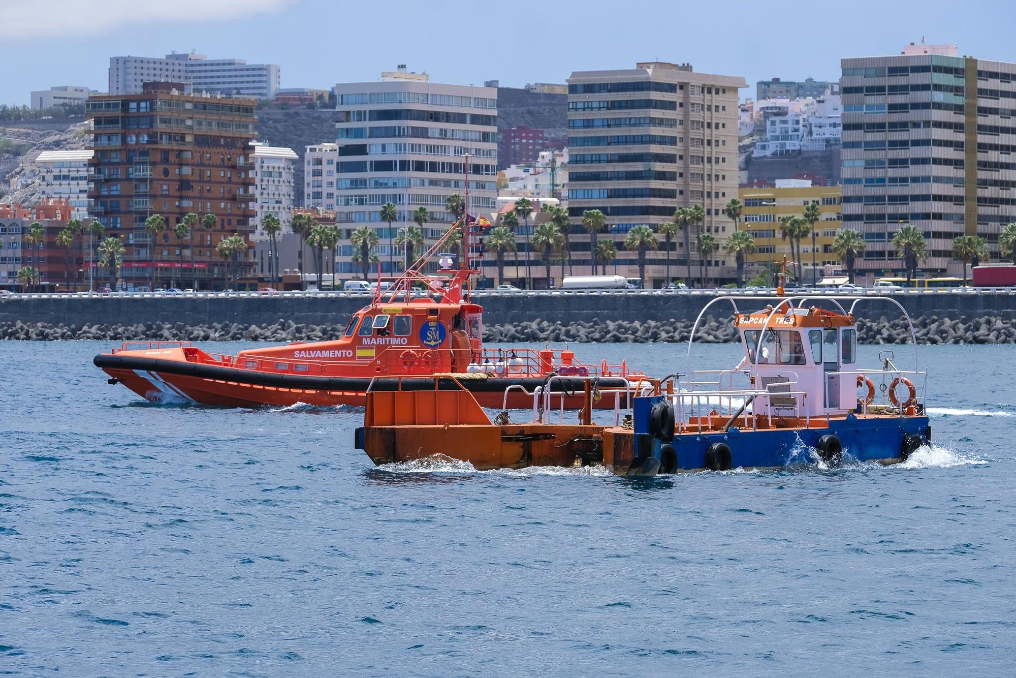 Simulación de un vertido de combustible en el mar de Las Palmas de Gran Canaria