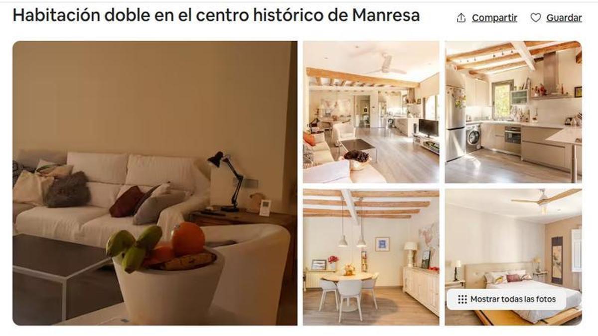 Un dels allotjaments de Manresa anunciats a Airbnb