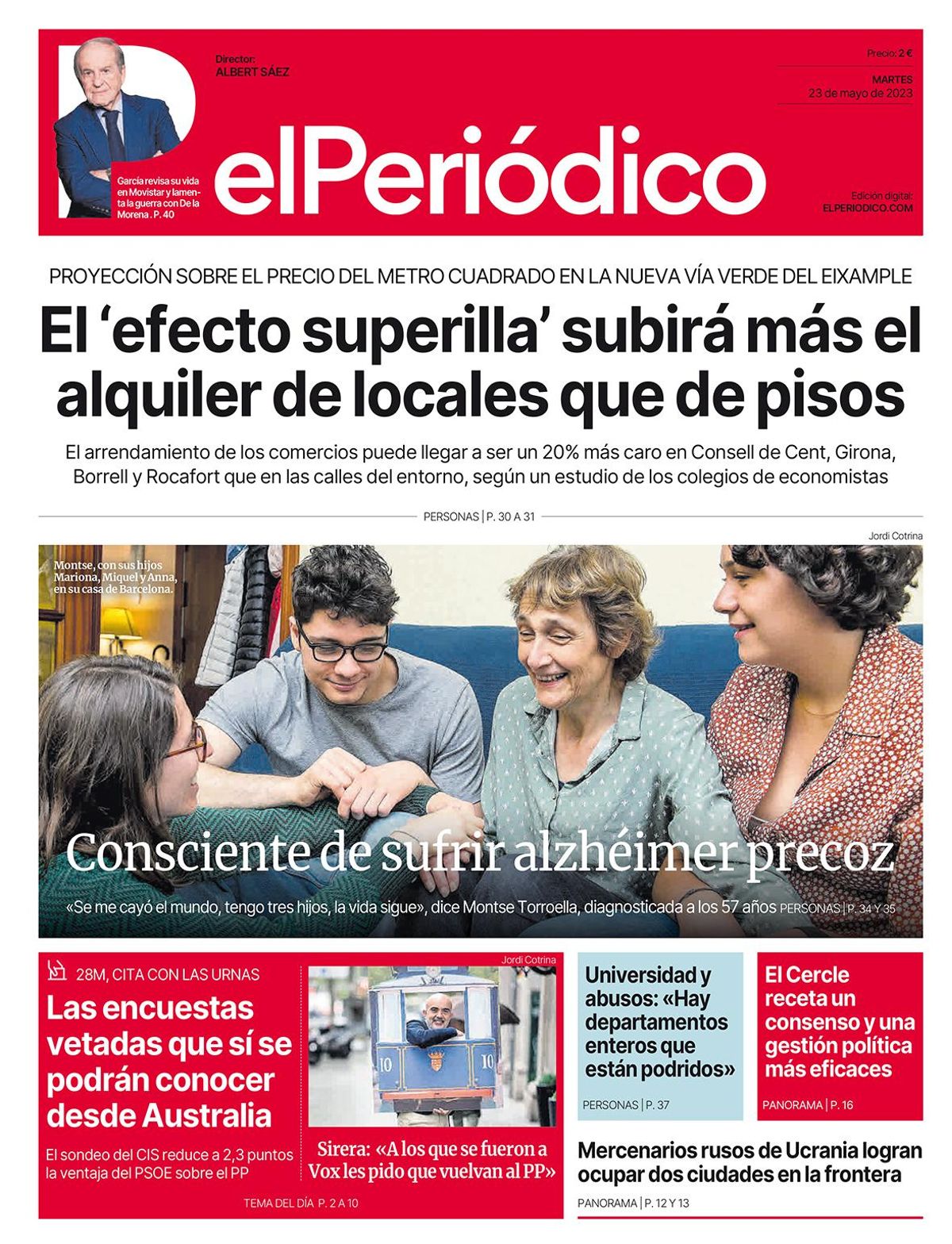 La portada d’EL PERIÓDICO del 23 de maig del 2023 La portada d’EL PERIÓDICO del 23 de maig del 2023