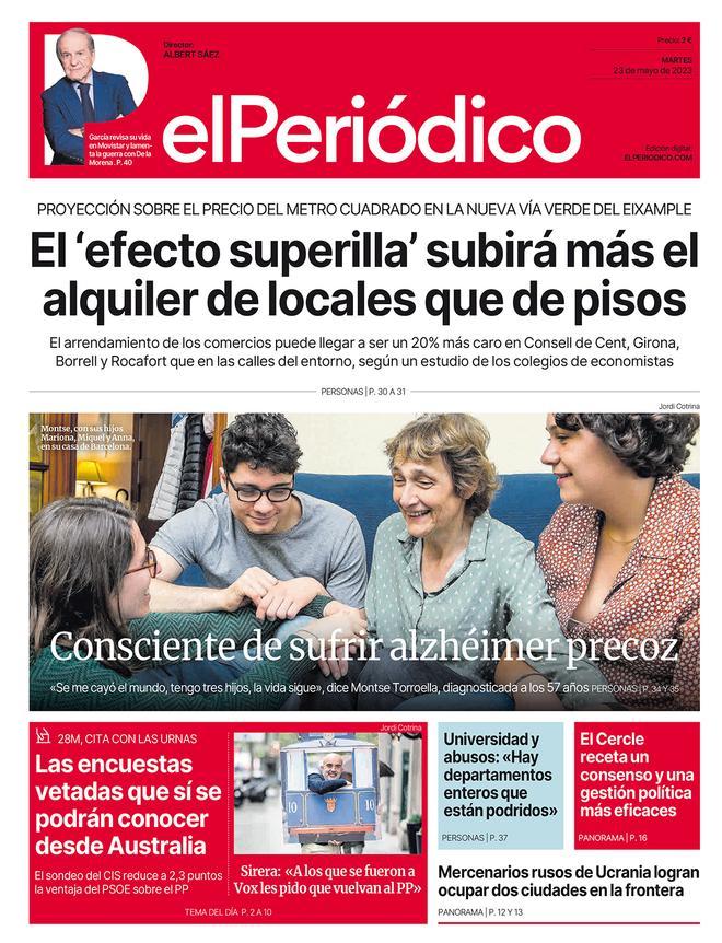 La portada d’EL PERIÓDICO del 23 de maig del 2023