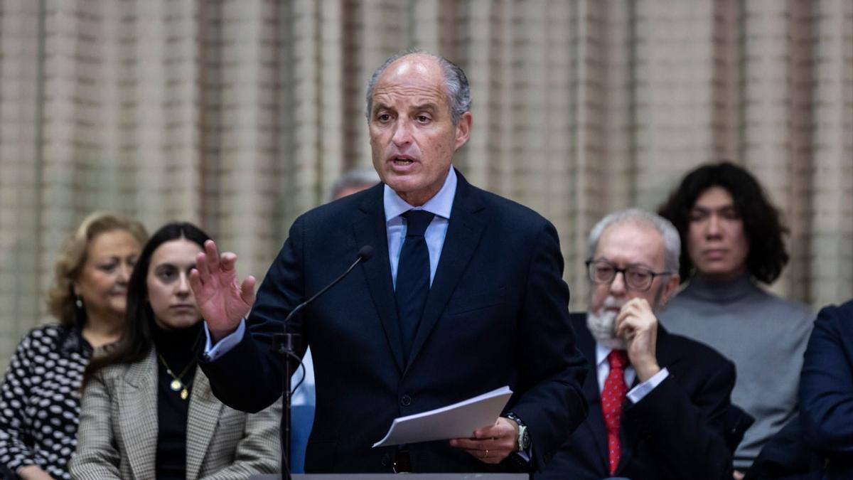 Francisco Camps durante su conferencia en el Casino de la Agricultura de València.