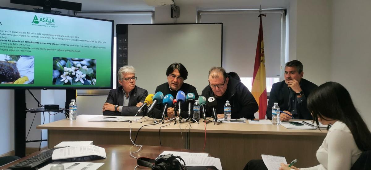 Los responsables de Asaja Alicante, en la presentación del balance agrario.