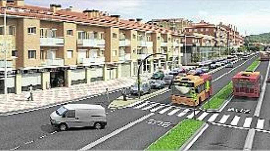 Imatge virtual del carril bus entre la rotonda de l&#039;avinguda Europa i la rotonda dels Focs, a Blanes.