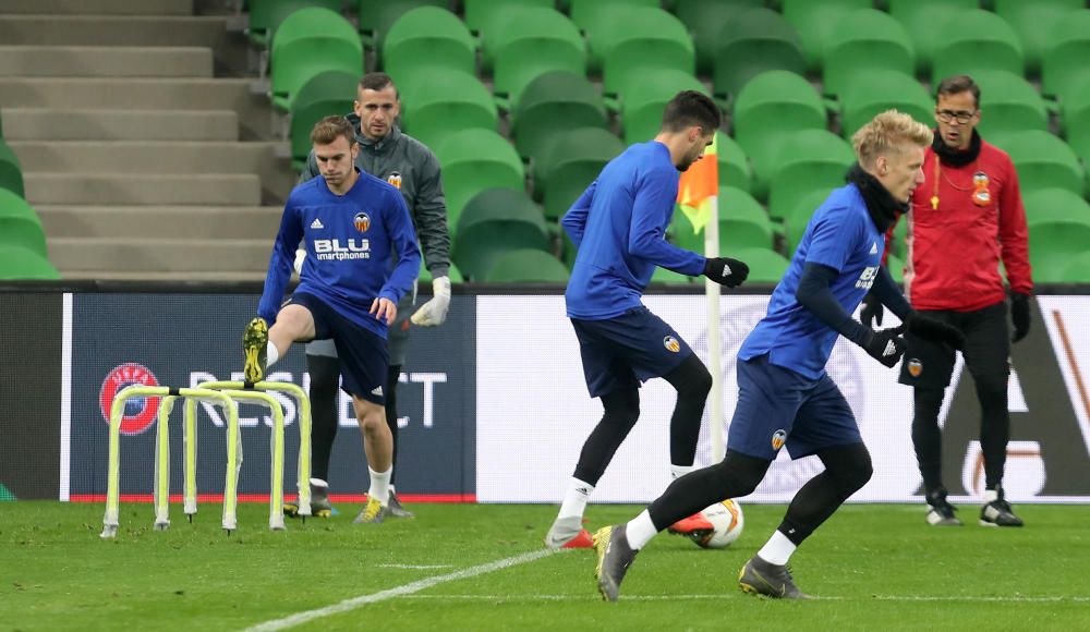 Entrenamiento del Valencia CF previo al partido ante el Krasnodar