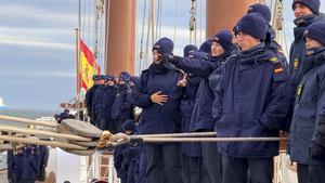 A BORDO DEL BUQUE JUAN SEBASTIÁN ELCANO, 14/04/2025.- La princesa Leonor, a bordo del Juan Sebastián Elcano, coincidiendo con el ecuador de su recorrido. EFE/Casa de SM el Rey// SOLO USO EDITORIAL/SOLO DISPONIBLE PARA ILUSTRAR LA NOTICIA QUE ACOMPAÑA (CRÉDITO OBLIGATORIO)