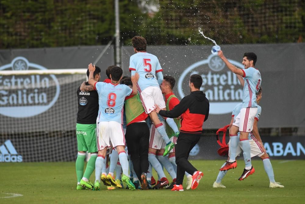 El filial celeste derrota en Barreiro al Guijuelo y aprovecha el empate entre el Rápido y el Navalcarnero para obtener el pase a la fase de ascenso.