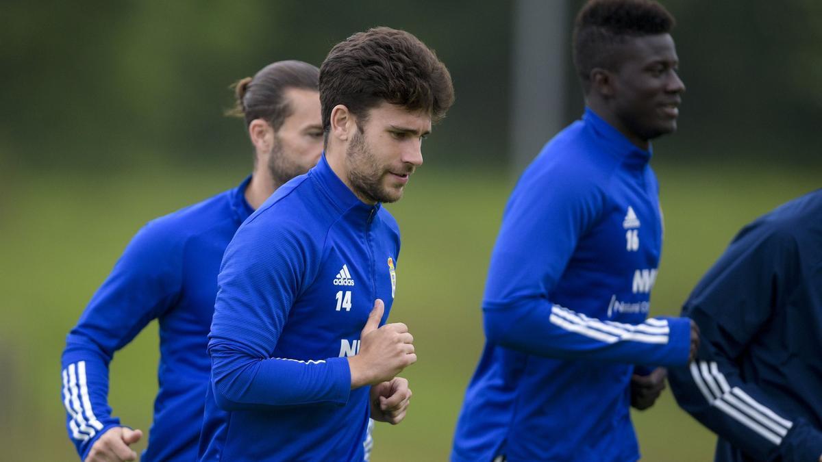 Por la izquierda, Rodri, Jimmy y Obeng en un entrenamiento del Oviedo