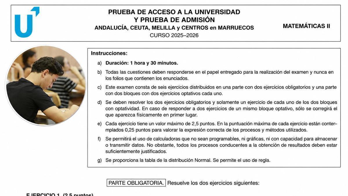 Examen de Matemáticas II en la segunda jornada de la PAU celebrada este miércoles, en Córdoba.