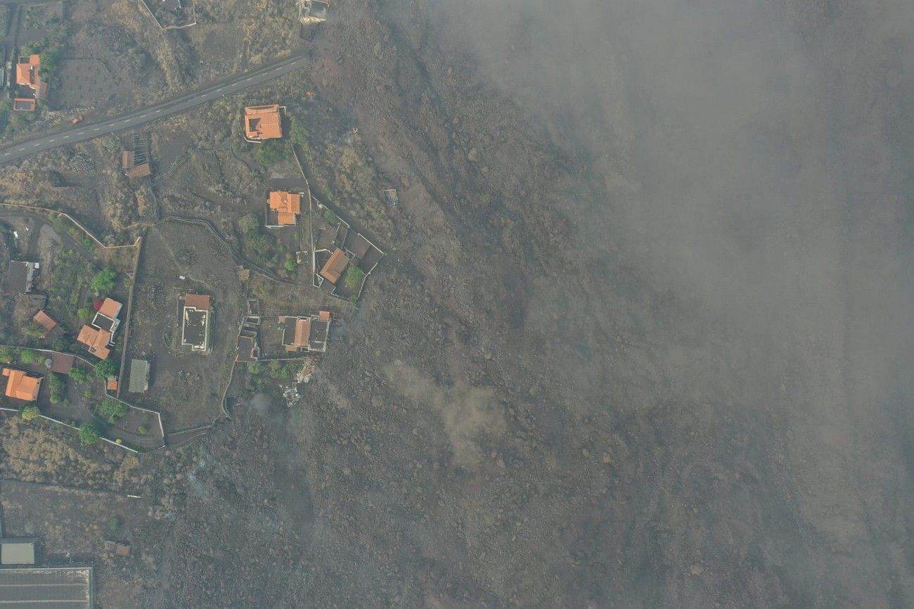 El avance de la lava del volcán de La Palma, a vista de pájaro en el décimo día de erupción