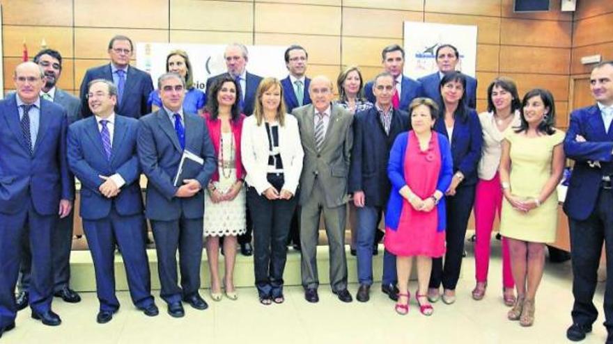 La ministra Pajín, en el centro, con los consejeros de Sanidad autonómicos; José María Navia-Osorio es el segundo por la izquierda en la fila de atrás.