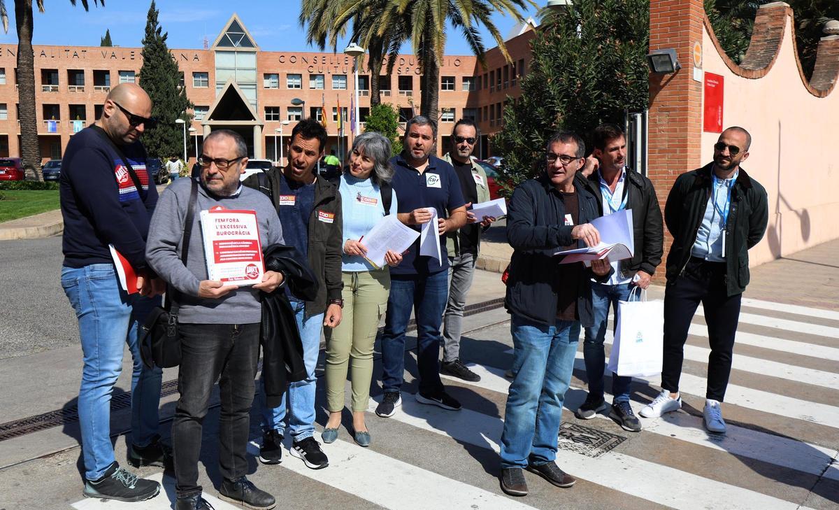 Reunión de los representantes de los sindicatos educativos la semana pasada en la sede de Conselleria