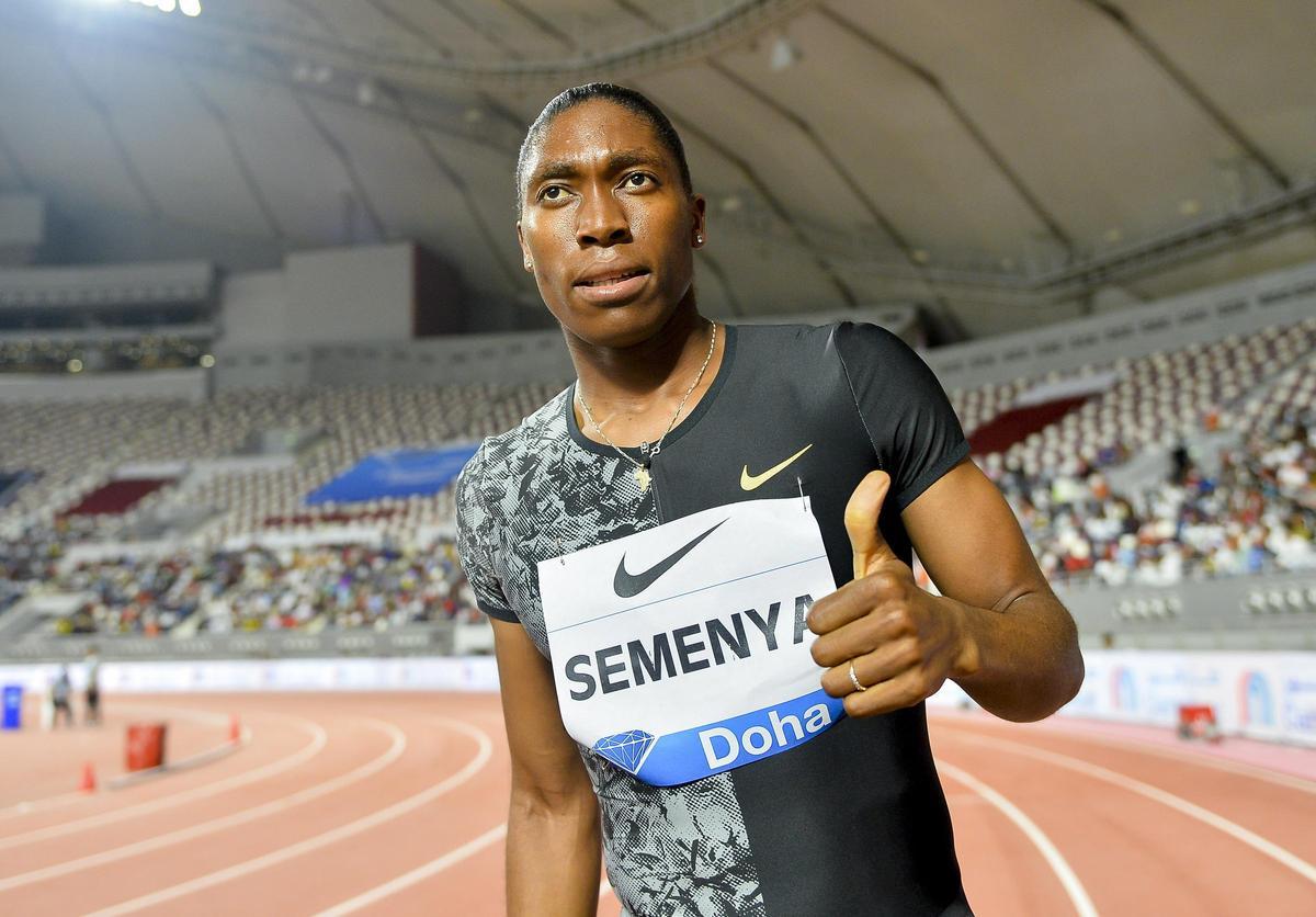 Semenya después de ganar una carrera de la IAAF Diamond League en Doha