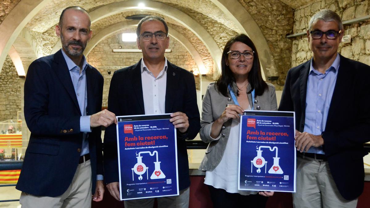 Juanjo Martín, Josep Gili, Elisabet Descals i Alfons Hervàs a la presentació de l&#039;acte, avui