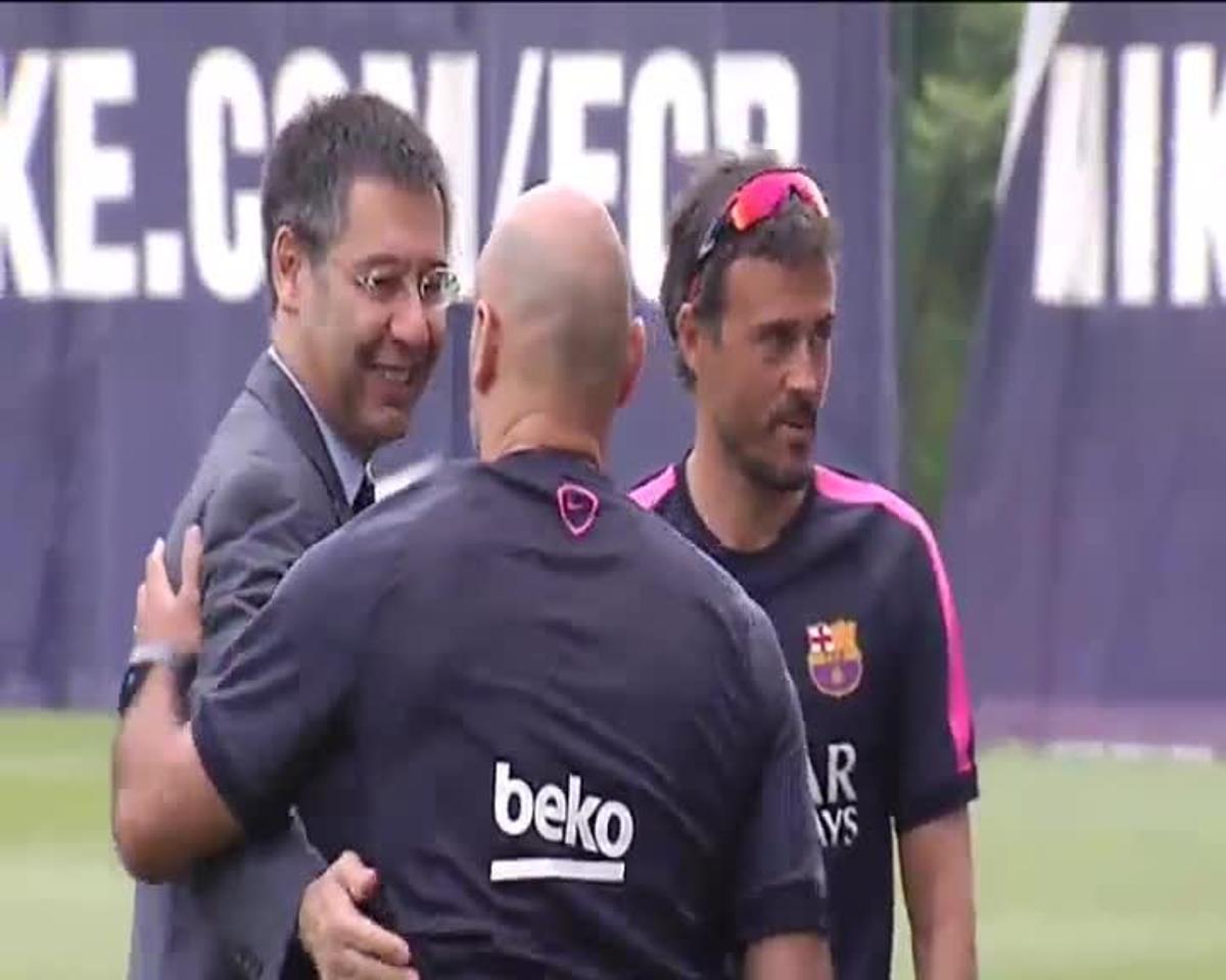 Bartomeu visitó el entrenamiento del FC Barcelona