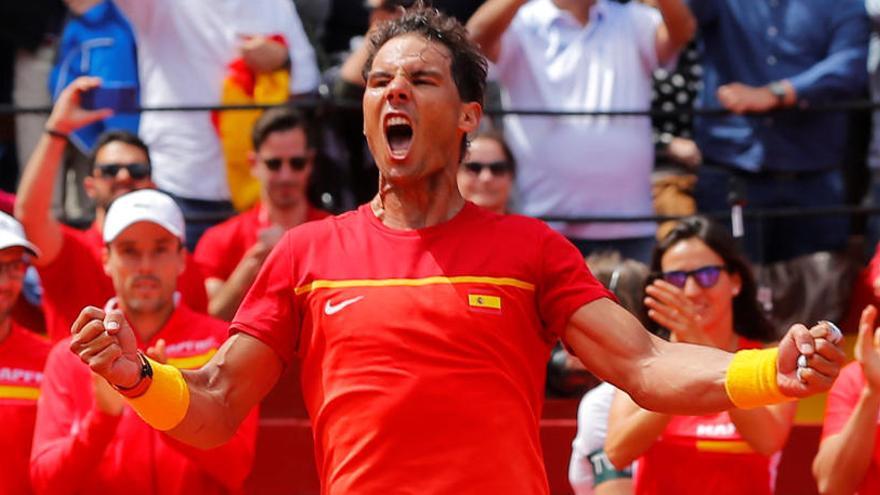 Nadal celebra una victoria en la Davis