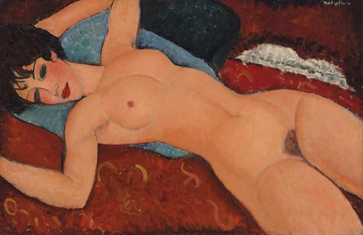 "Desnudo acostado", la obra del artista italiano Amadeo Modigliani (1884-1920) subastada ayer. // Christie's