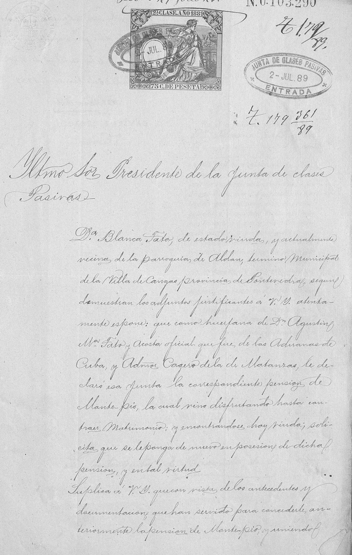 Solicitude da pensión de viuvez.