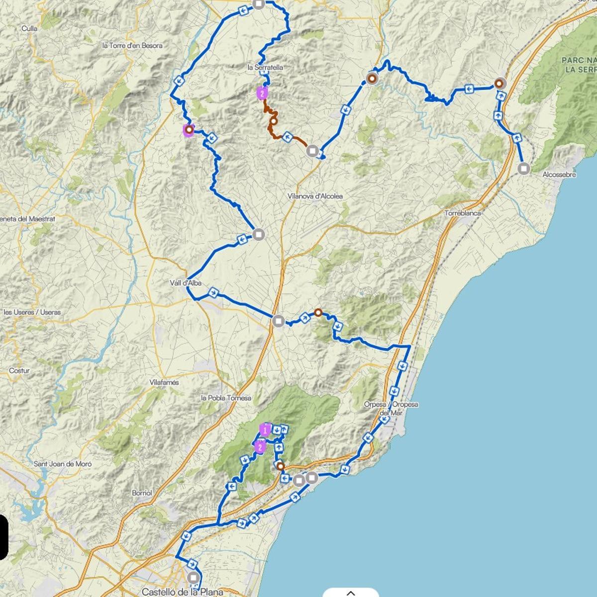 Mapa del recorrido de la sexta etapa.