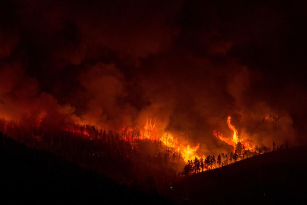 Las llamas arrasan cientos de hectáreas del monte de A Gudiña. // B. Lorenzo (EFE)