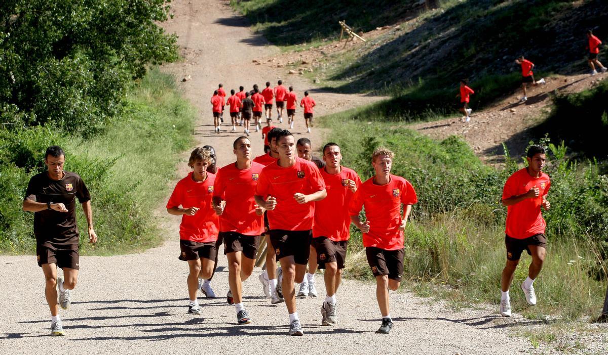 El filial, durante el stage en el Muntanyà