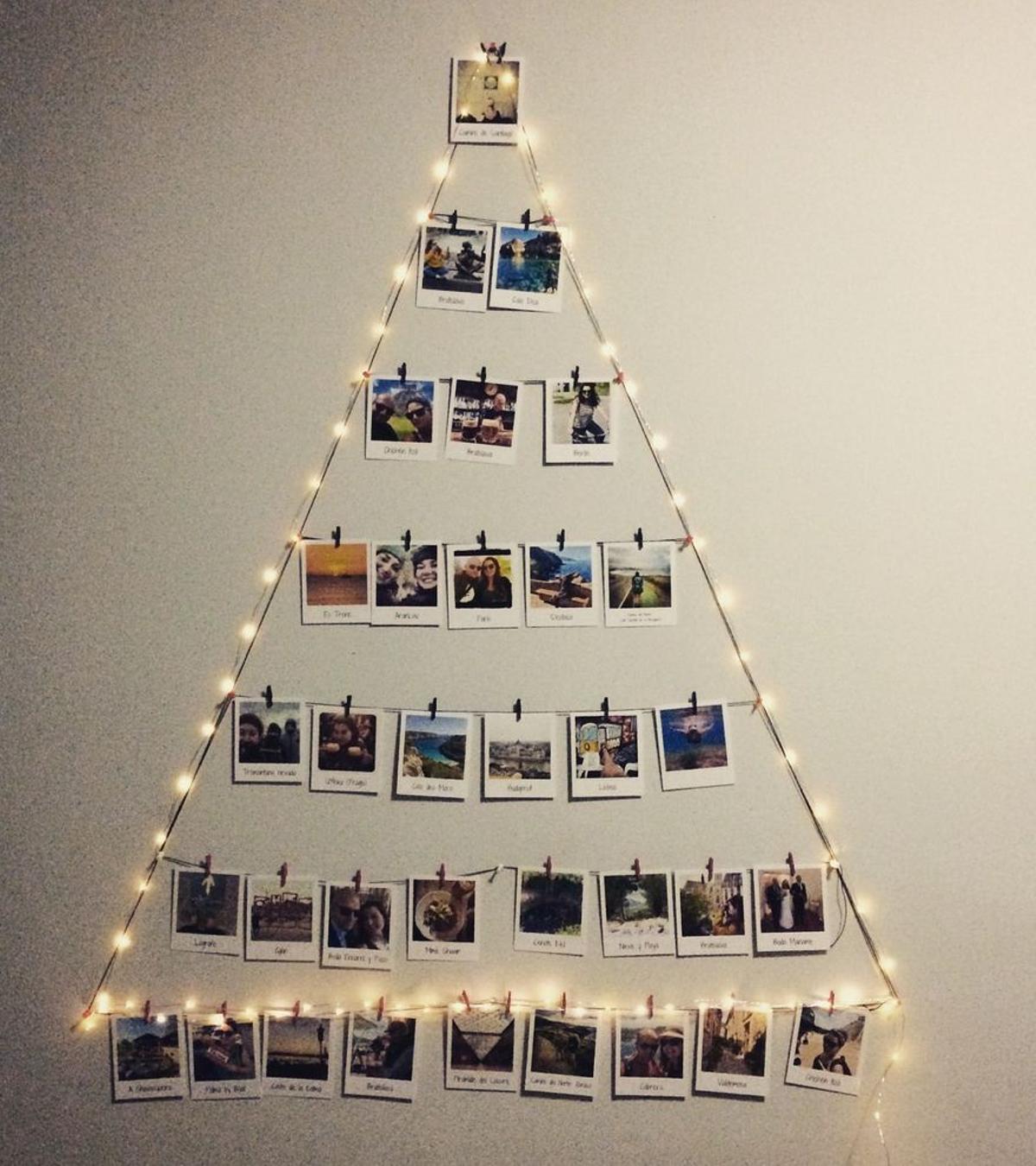 Árbol hecho con polaroids