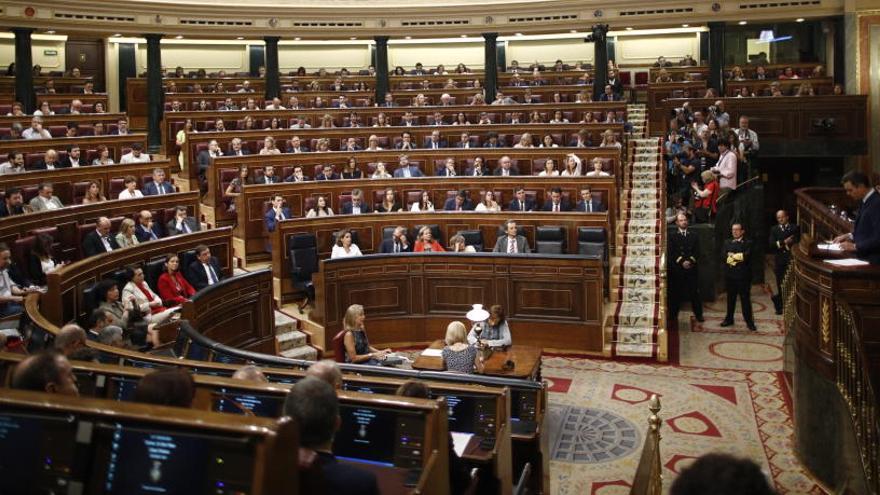 Pedro Sánchez, en la tribuna del Congreso.