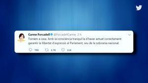 Carme Forcadell torna a casa amb la consciència tranquil·la.