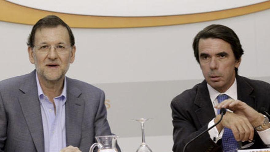 Mariano Rajoy, con Aznar, hoy.