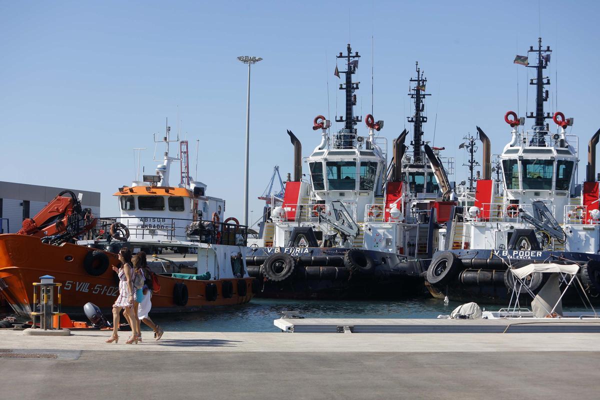 Buques del grupo Boluda en el puerto de València.