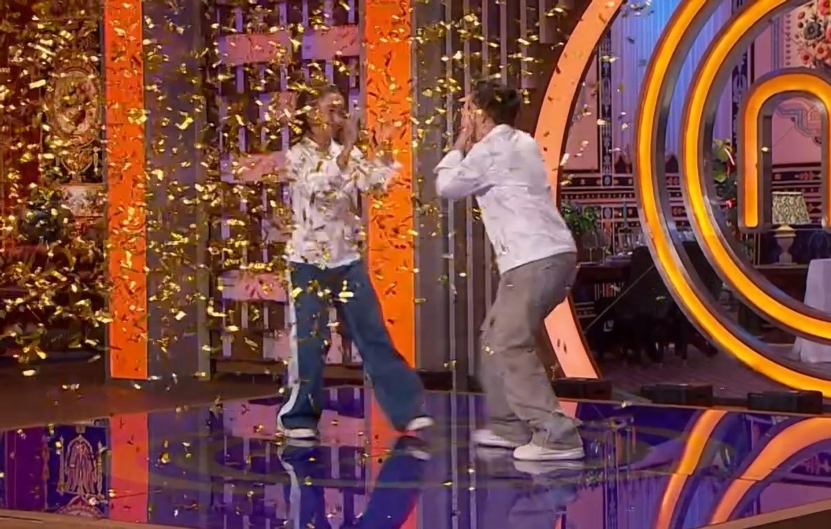 Inés Hernand, en el instante en el que su nombre es revelado como ganadora de Masterchef Celebrity 9.