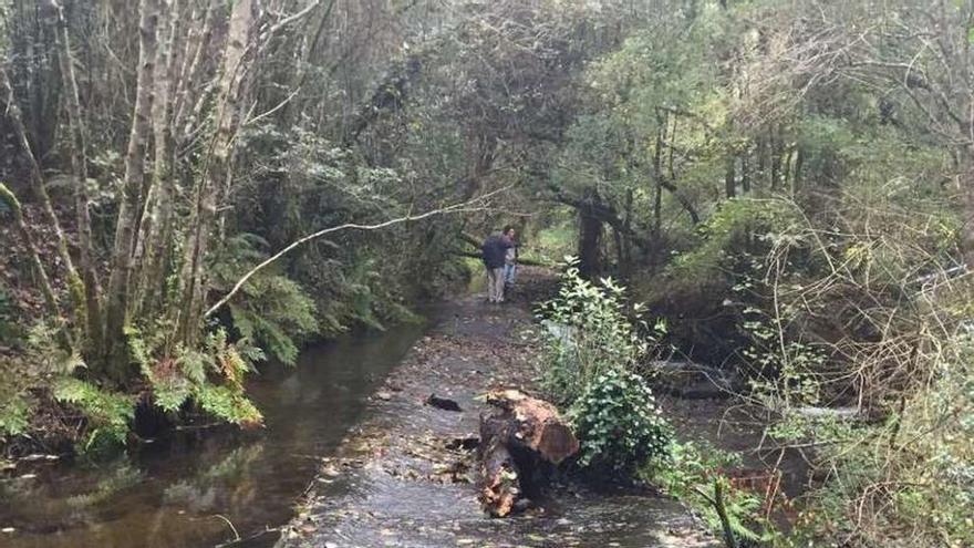 La presa que surte de agua a Berres, a su paso por Riobó.