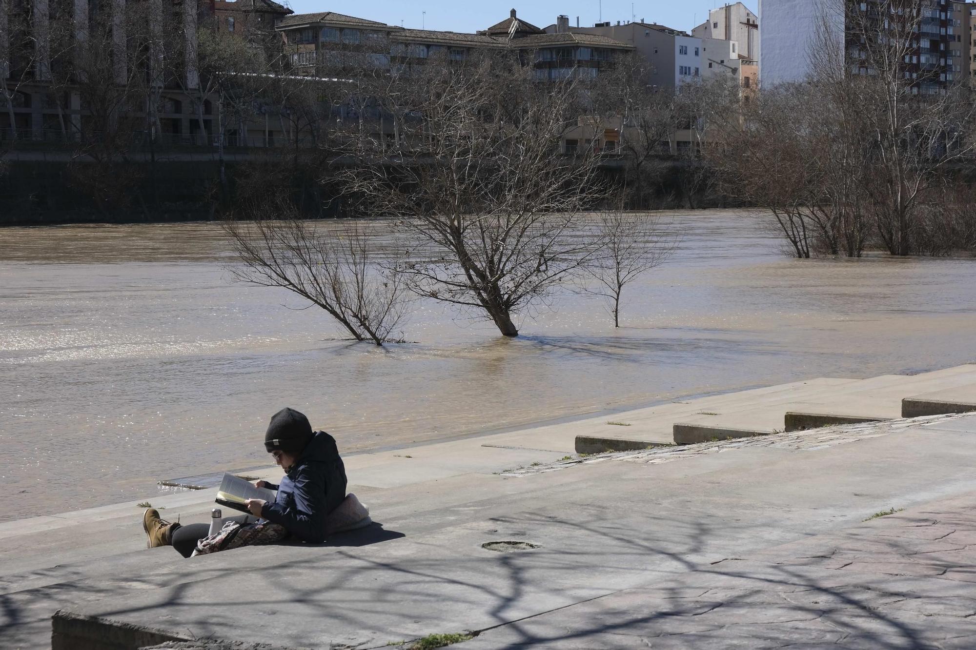 En imágenes | La crecida del Ebro se empieza a notar en Aragón