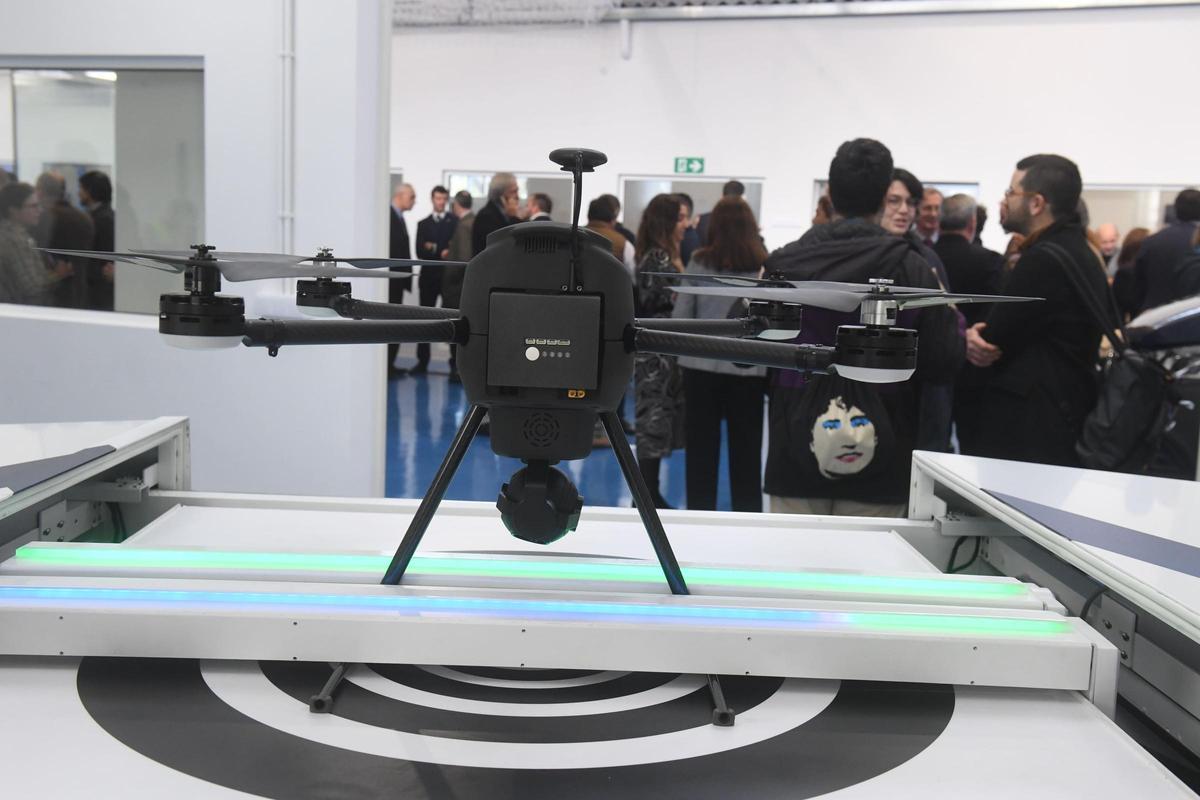 Un dron expuesto en la Ciudad de las TIC de A Coruña.