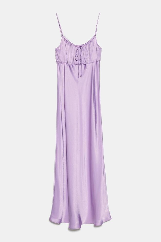 Vestido morado satinado