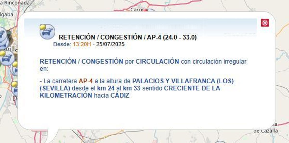 Retenciones de 10 kilómetros en Cádiz