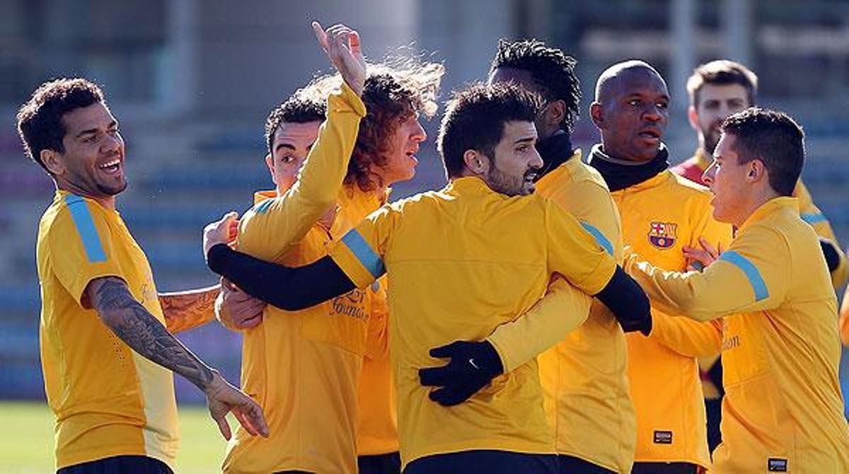 Entrenament de l’equip blaugrana al complet, aquest dimarts.