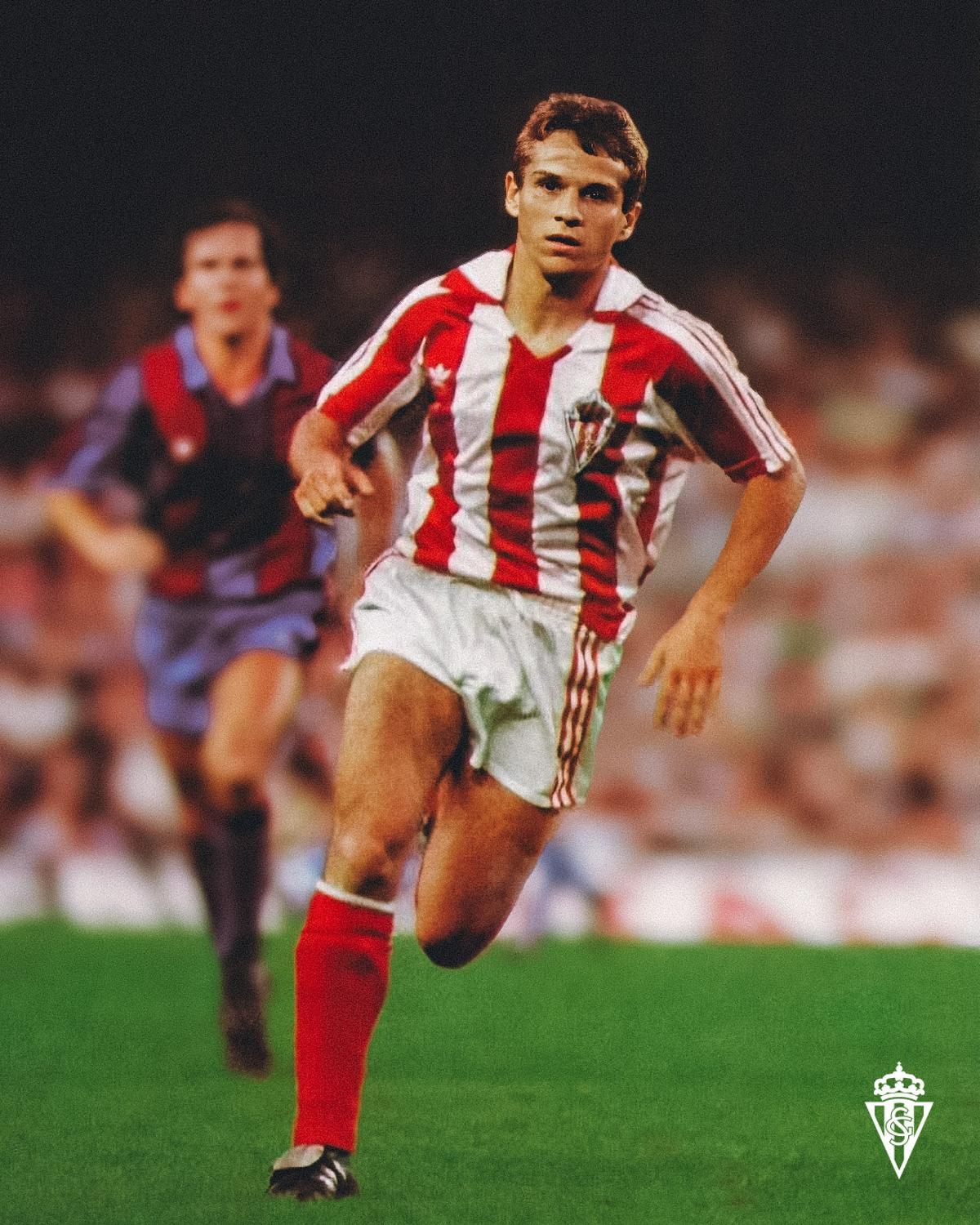 Eloy Olaya, como futbolista del Sporting.
