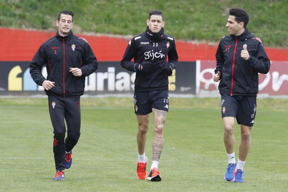 Entrenamiento del Sporting tras su regreso de Málaga